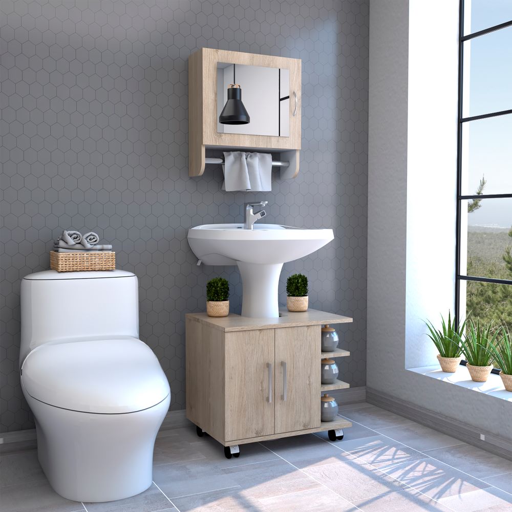 Combo Bath, Rovere y Blanco, incluye botiquín y mueble de lavamanos (vista 2)